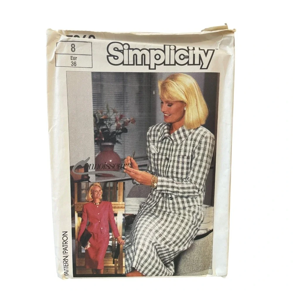 Simplicity 7269 Sewing Pattern Misses Size 8 White 80s Skirt Lined Jacket Uncut